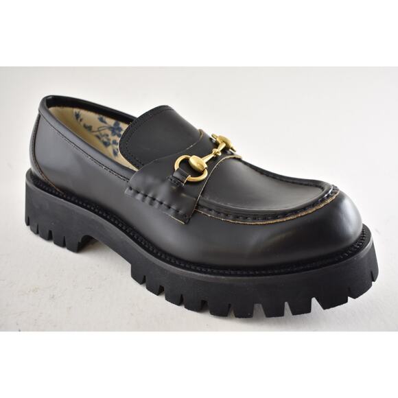 Gucci Cordovan Black Leather Horsebit Lug Sole Flat Platform Creeper Loafer 42 - Picture 7 of 16